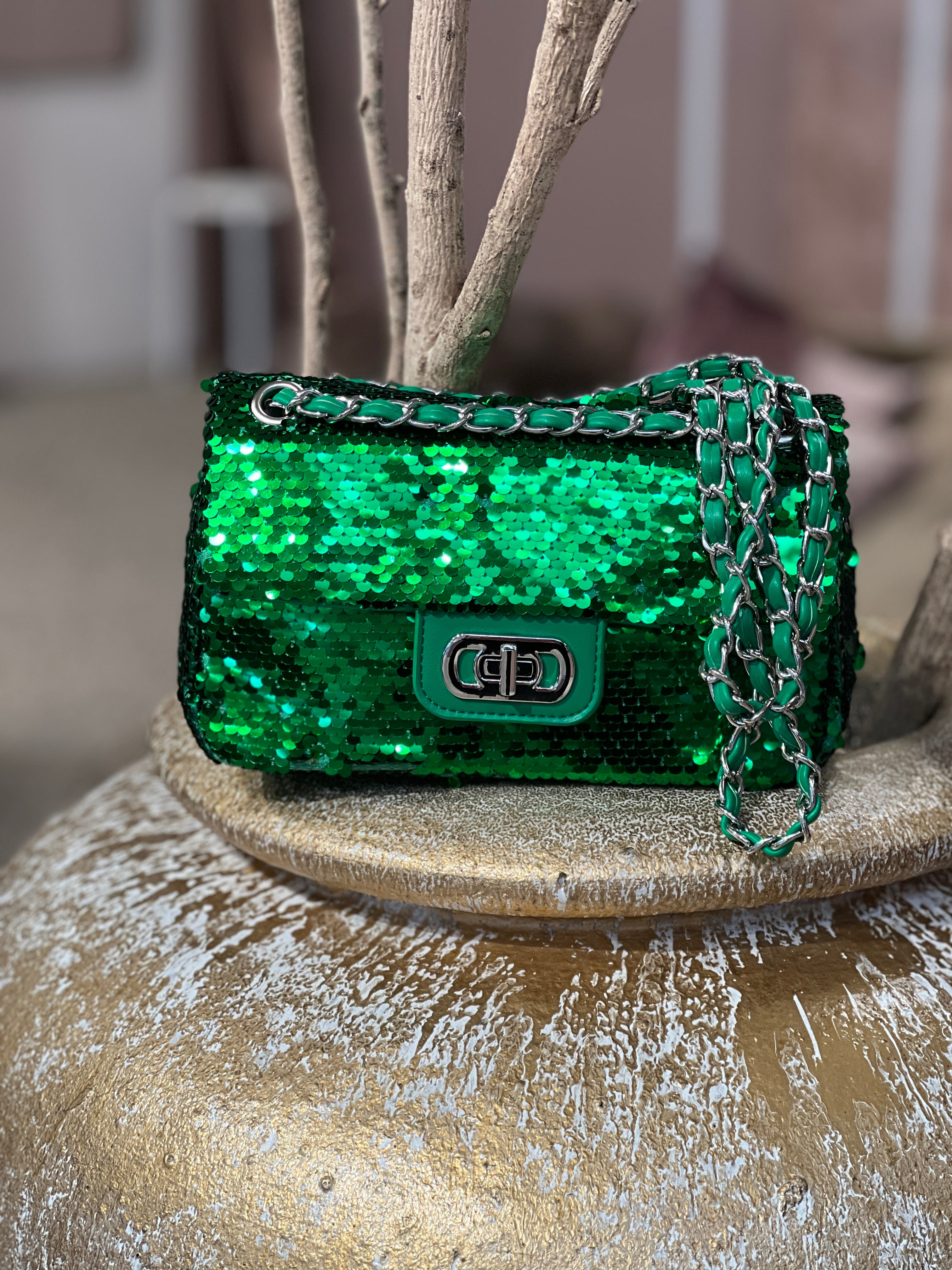 Alina - Paillet taske med sølv kæde